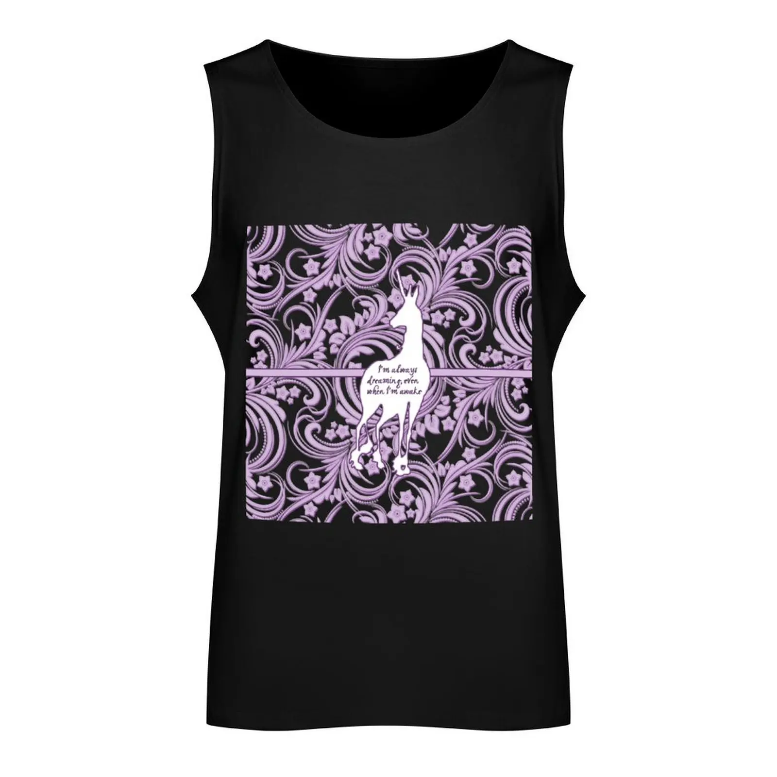 The Last Unicorn Lavender Flowers Tank Top men gym Top summer