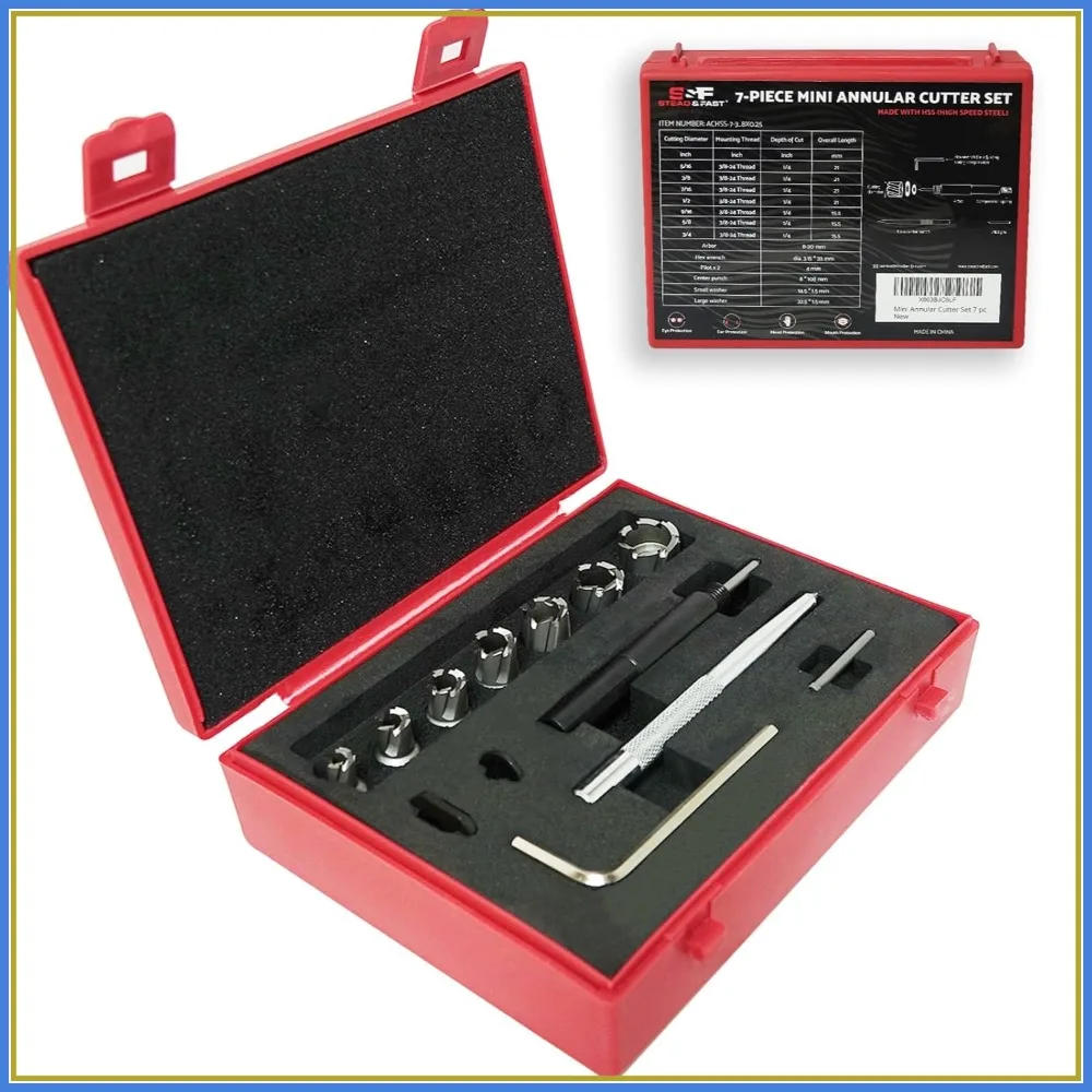 

14-Piece Spot Weld Cutter Kit, 7 Drill Bits, 3/8" Shank, 5/16" to 3/4" Cutting, Auto Body Repair Tool