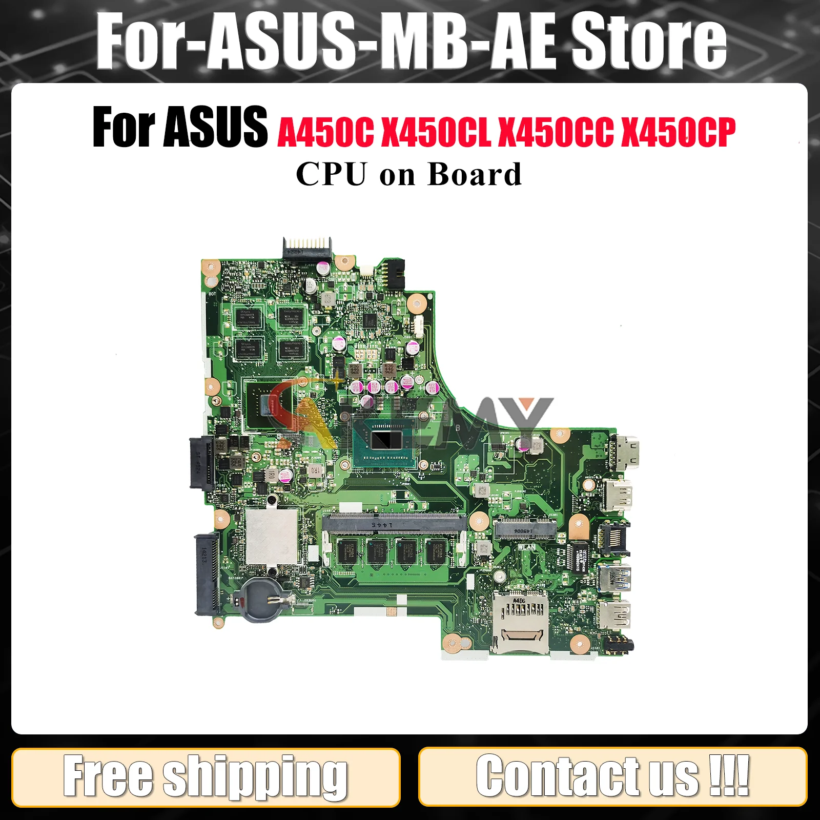 

X450CC Laptop Motherboard For ASUS VivoBook A450C X452C X450CL Y481C K450C X450CP X450CC X450C Mainboard With CPU tests OK stk