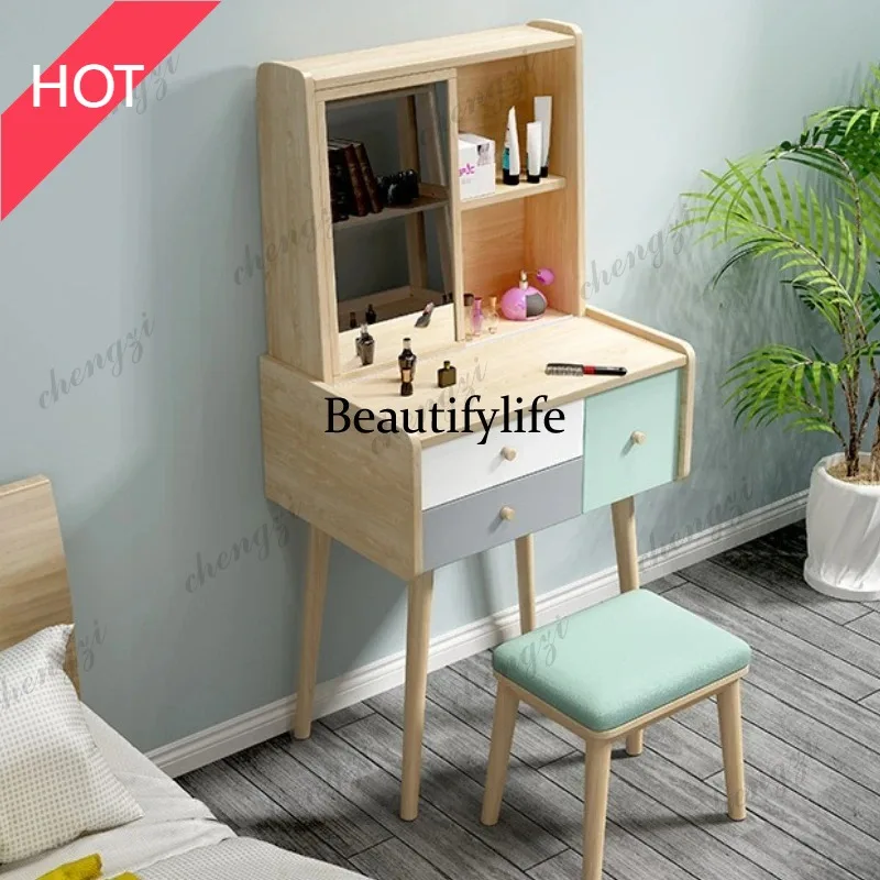 A49 Luxury Brown Dressing Table Storage Lighting Clothing Mirror Dressing Table Drawers Cheap Coiffeuse De Chambre Organizer Mak
