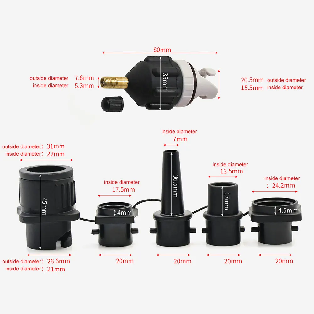 4 in 1 Inflatable Pump Adapter with Air Valve Nozzles Air Valve Conversion Head for Inflatable Boat Stand-Up Paddleboard Bed