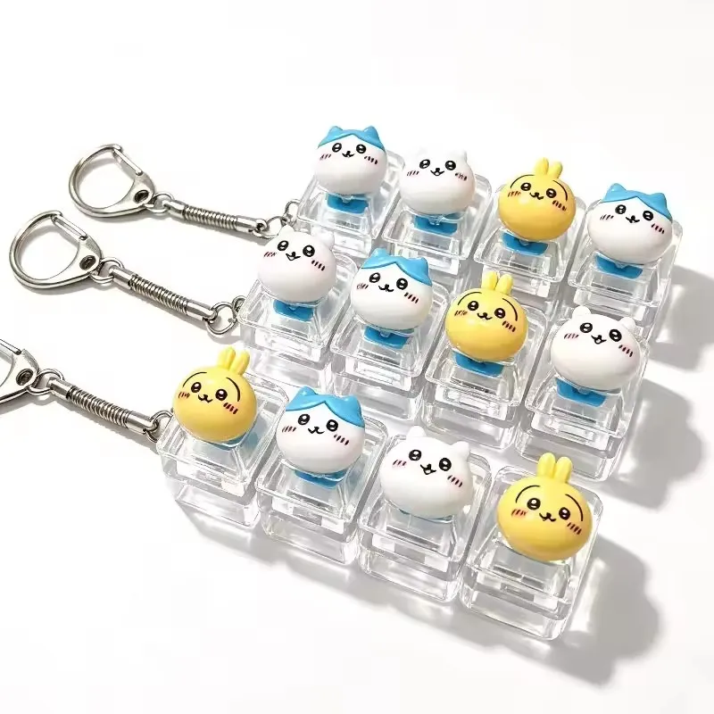  4 Key Chiikawa LED Keyboard Keychain Fidget Toys Clicker Sensory Toy for Stress Relief Keyboard Keychain Fidget Toy for Fansq
