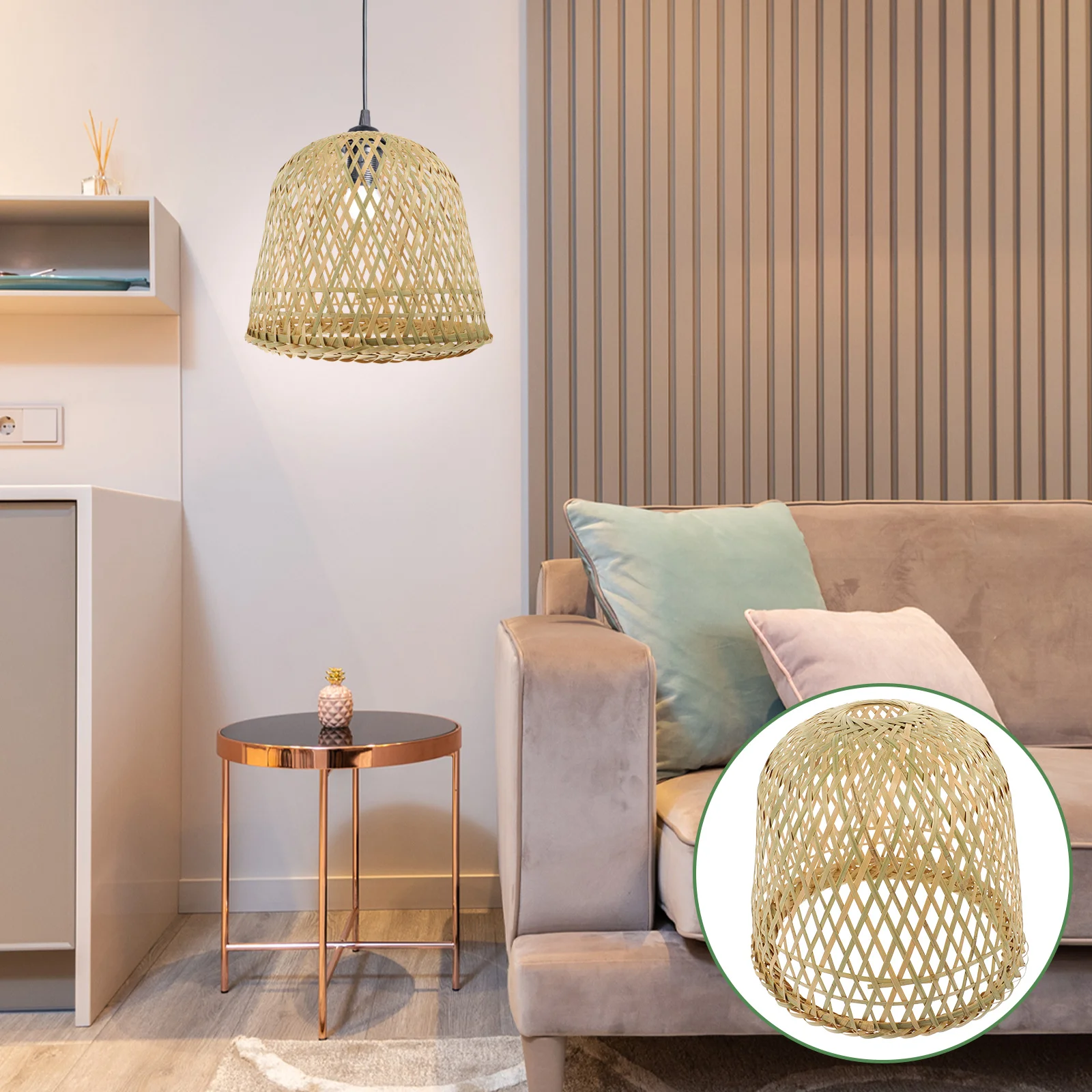 Bamboo Lampshade Small Screen Shades for Floor Woven Cage Black Chandelier Decorative Light Covers Hanging Bedroom