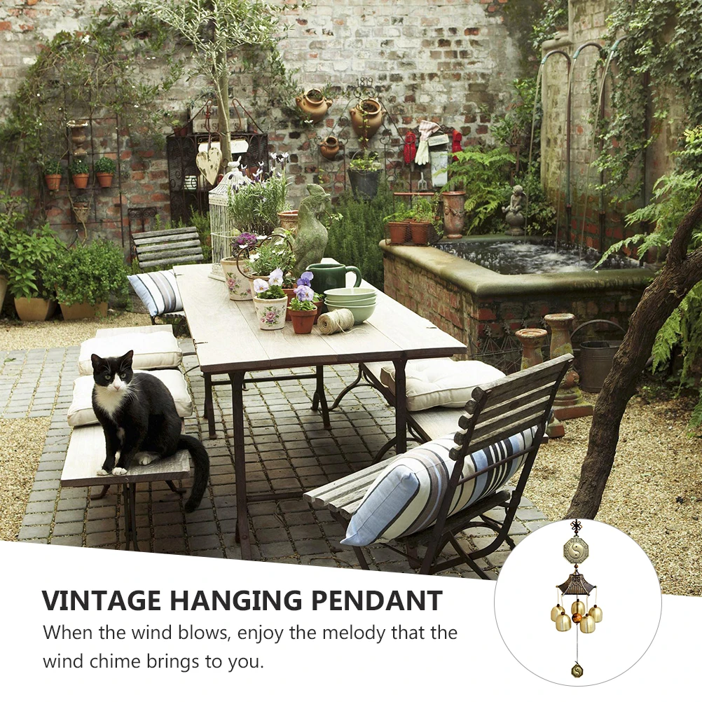 

1pc Copper Wind Chimes Vintage Metal Wind Bells Hanging Garden Home Decor Doorway Bell Pendant Yard Outdoor Praying Pendant
