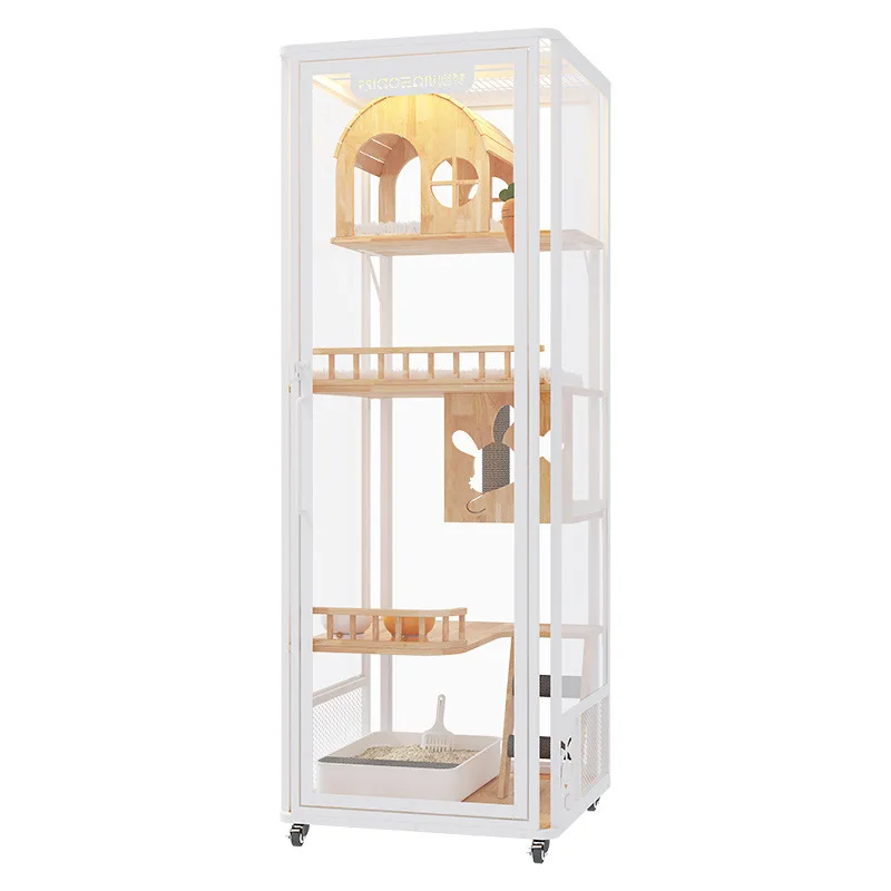 

Cat villa does not occupy an area, glass panoramic small apartment cat cage