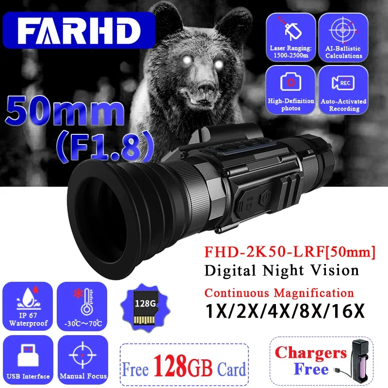 

FARHD 50mm Objective Lens Night Vision Thermal Monocular Scope for Hunting Thermal Sight