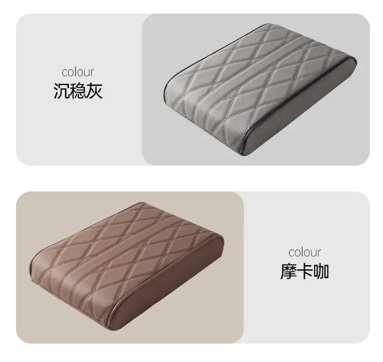 Wellenmuster Bestickte PU-Leder Auto-Armlehnenmatte Mittelkonsolen-Armlehnen-Schutzpolster Auto-Armlehnen-Aufbewahrungsbox-Abdeckung – Detail 7