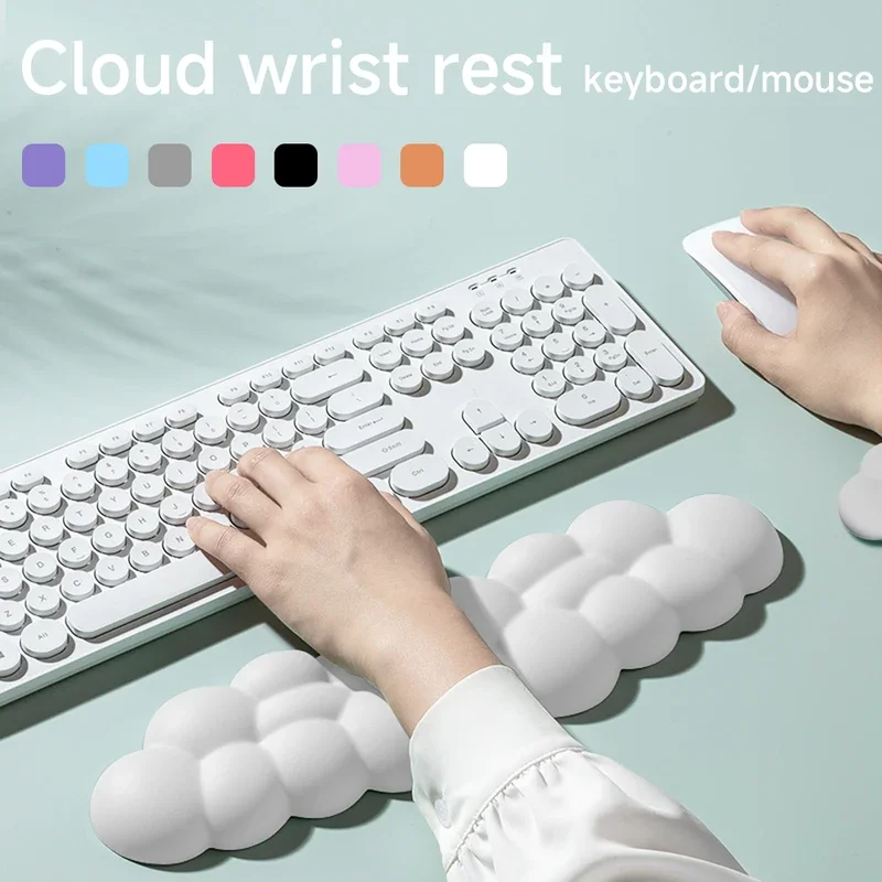 Ergonomic Mouse Pad with Wrist Rest for Keyboard, Cloud Anti-Slip Memory Foam Desktop Office Gamer Mouse Pad with Wrist Rest