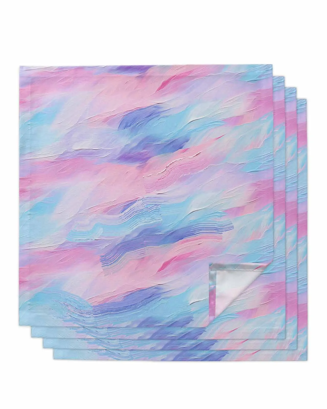 4 szt. Malarstwo olejne fioletowy różowy nowoczesna sztuka zestaw serwetek stołowych kolacja chusteczka ręcznik serwetki tkaniny na wesele bankiet