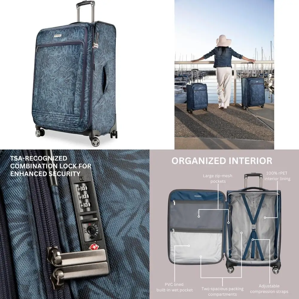 

Экологически чистый большой чемодан, изготовленный из 100% переработанного ПЭТ, легкий и устойчивый для путешествий.