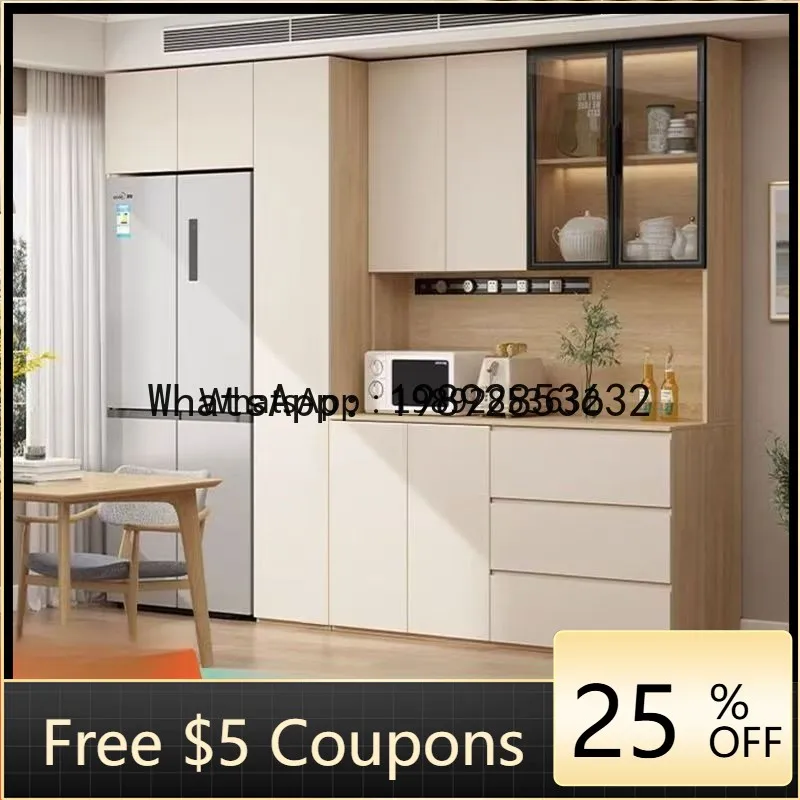 F2 Embedded Refrigerator Sideboard Integrated Wall-Mounted Modern Simple Solid Wood Sideboard Living Room Storage Cabinet