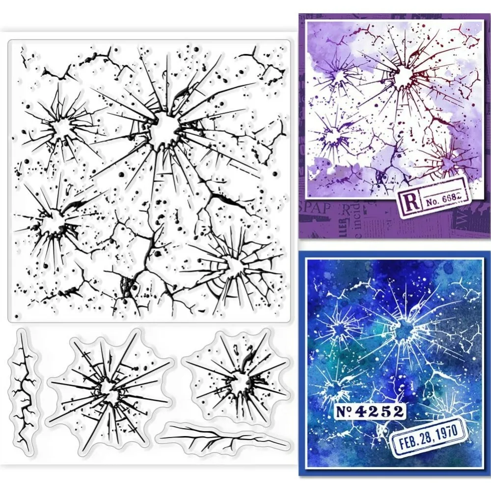 Broken Glass Background Clear Stamps for DIY Scrapbooking Irregular Background Silicone Clear Stamp Seals Transparent Stamps
