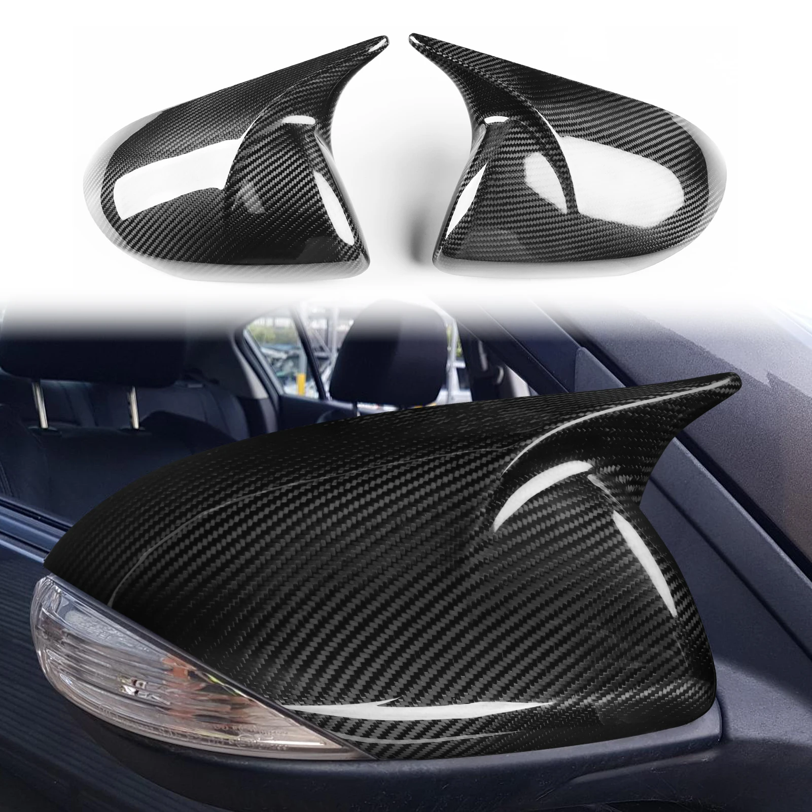 

2PCS Rear View Mirror Cover Rearview Add On Cap Shell For Mazda 3 Axela 2010 2011 2012 2013