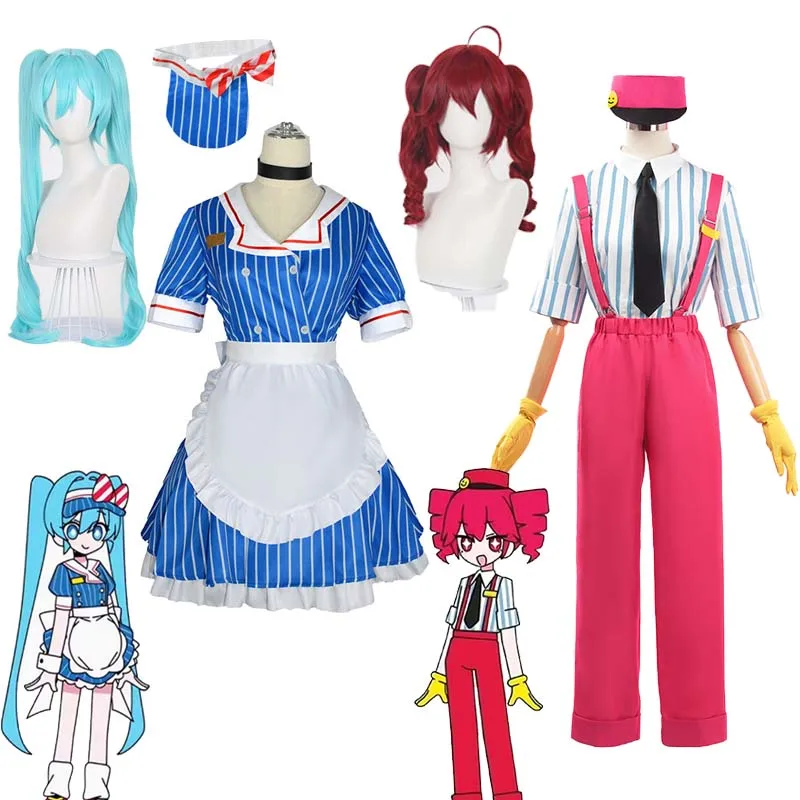 TetoMiku Kasane Teto تأثيري Mesmerizer Vtuber نفس النمط تأثيري الباروكات الزي موحدة ملابس الهالوين نيسيي خادمة فستان