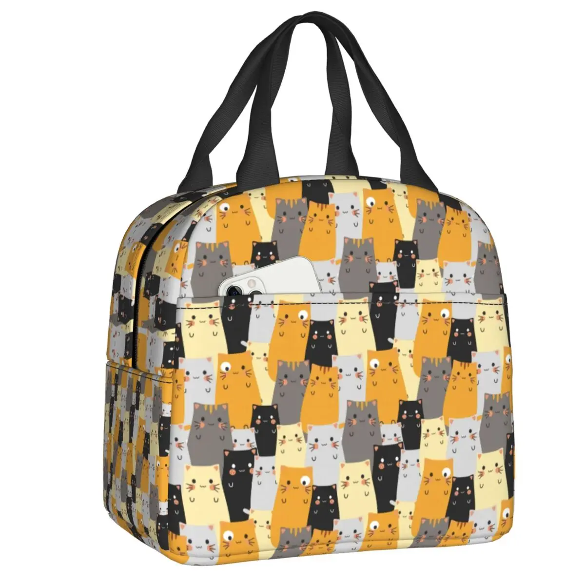 

Cute Cats Pattern Thermal Insulated Lunch Bag Women Funny Kitten Lunch Container for Outdoor Camping Travel Storage Food Box