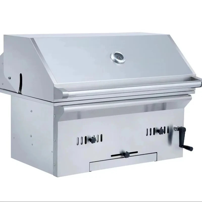 32 Inch Modern Stainless Steel Outdoor Kitchen Charcoal Grill Weatherproof BBQ Island Adjustable Height for Home Use Low MOQ