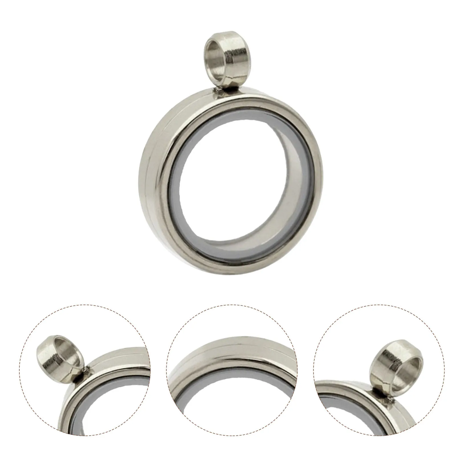 

Stainless Steel Locket Pendant Round Photo Frame Necklace Openable Floating Charm For Party Anniversary Birthday Daily Wear