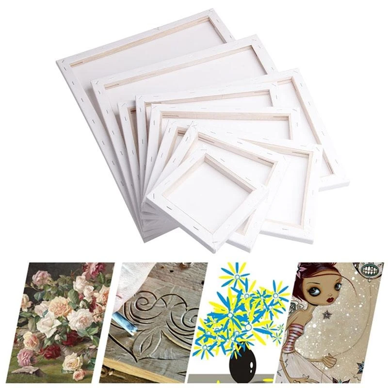 D8KF White Blank Square Artist Canvas Wooden Board Frame For Primed Oil Acrylic Paint