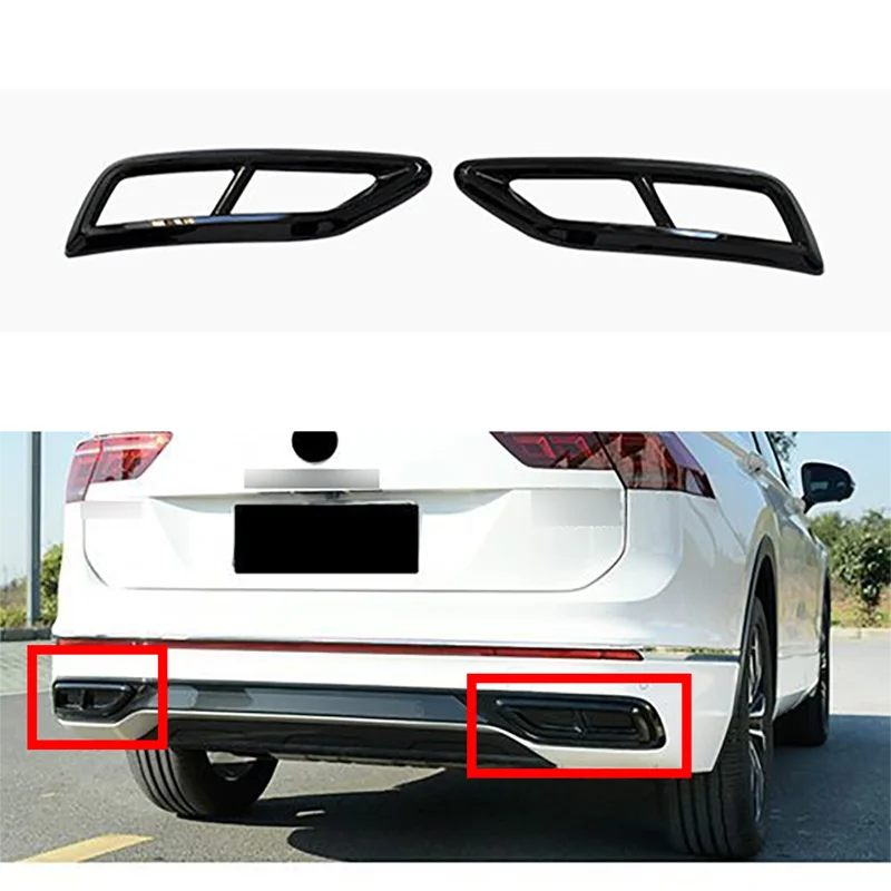 

Auto Styling Exhaust R Line Rear Bumper Exhaust Trim For Volkswagen New Tiguan 2020 2021 2022 Gloss Black