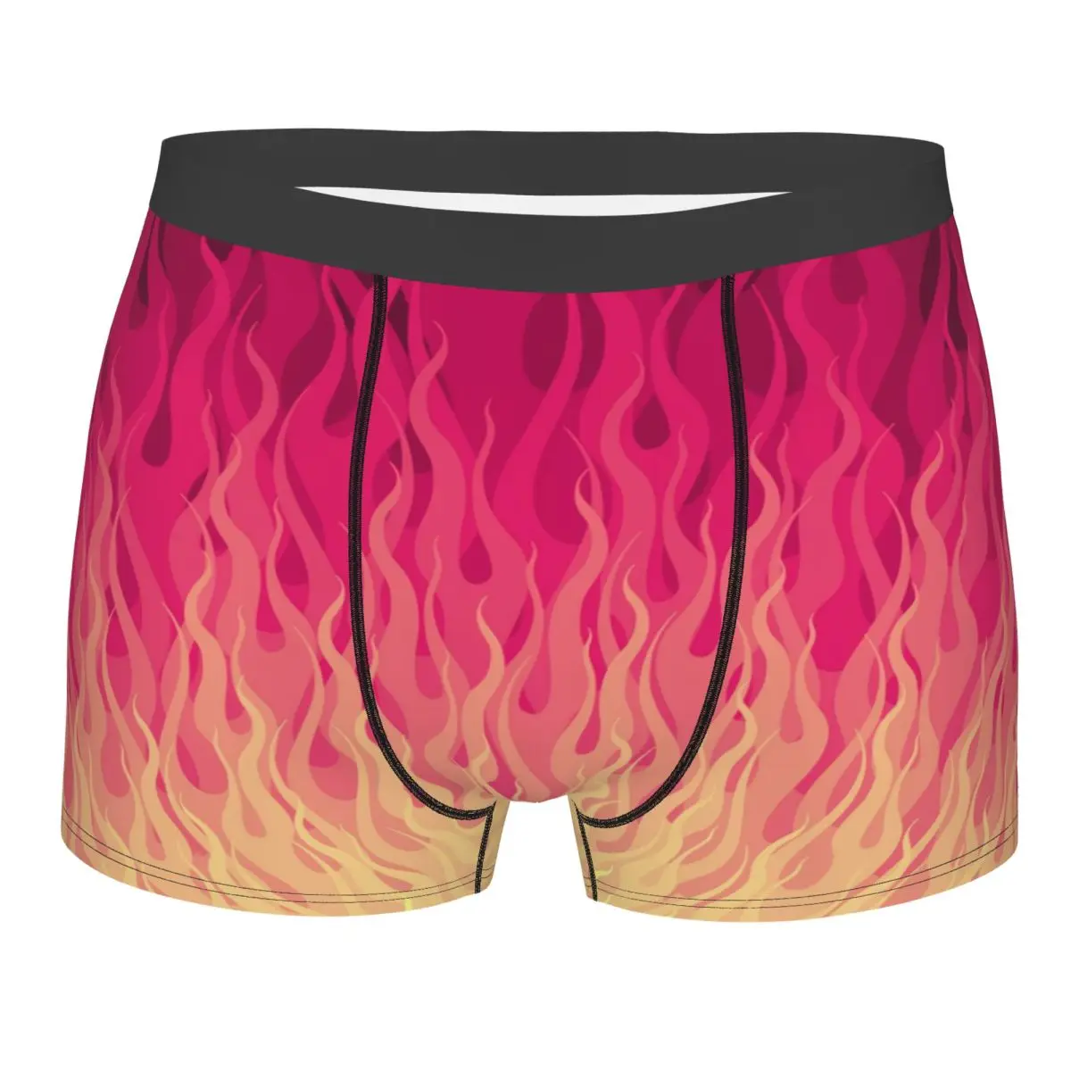 Custom Pink Burning Flames Fire Pattern Boxers Shorts Men Briefs Underwear Fashion Underpants