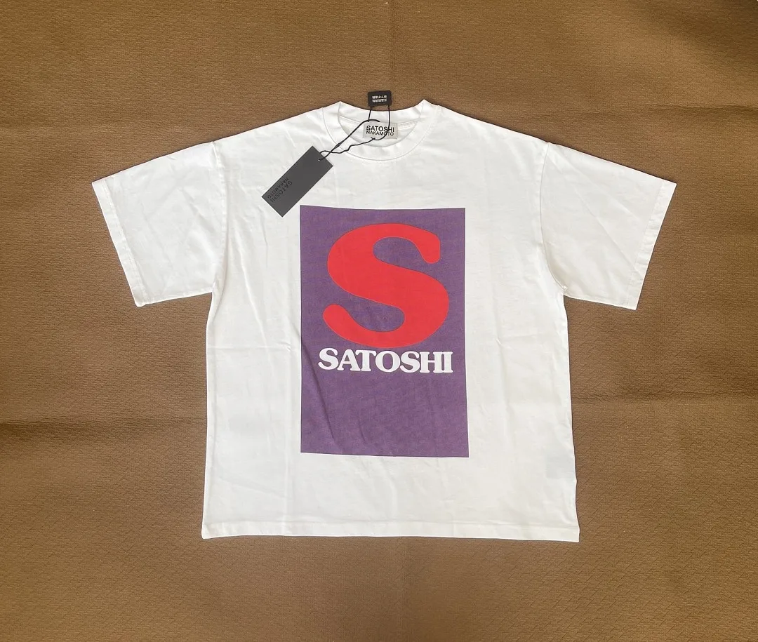 Satoshi Nakamoto Front Back Letter Print T-shirt Men Vintage Washed Oversized Loose Cotton Short Sleeve Streetwear Couple Tee