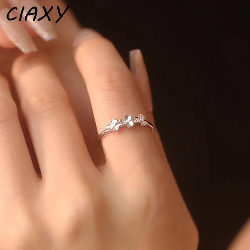 Silver Color Plant Flower Rings for Girls Romantic Zircon Europe America New Ring Female Wedding Fashion Jewelry
