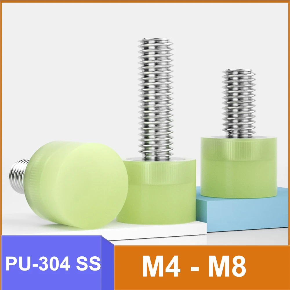 M4 M5 M6 M8 Polyurethane Coated Screw 304 Stainless Steel PU Anti-Vibration Buffer Bumper Bolt Head Dia12-20mm