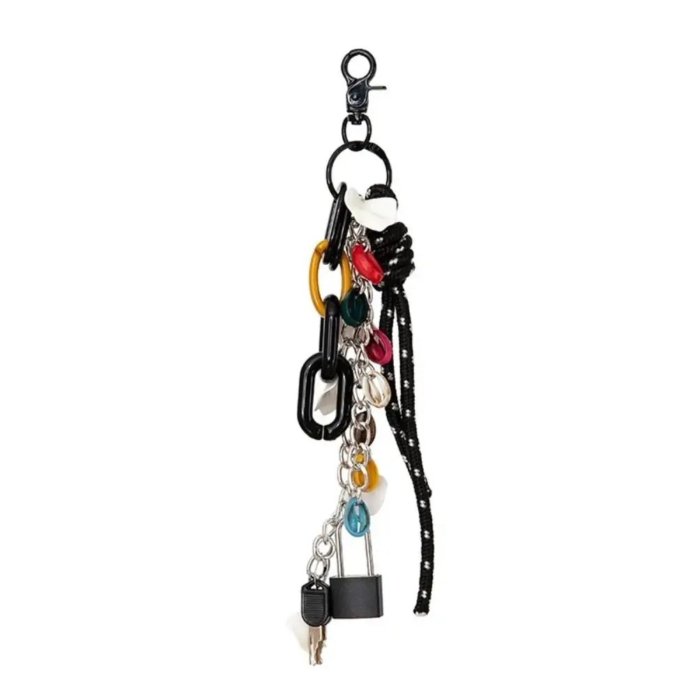 LLavero de moda con cerradura para bolso, colgante de concha de mar colorida, funda de teléfono, cadena de cuerda acrílica, accesorio de bolsa