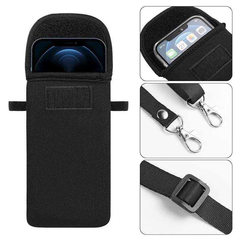 Bolsa para teléfono iPhone 17 16 Pro Max con material de buceo micro elástico lente a prueba de polvo cubierta protectora resistente a los arañazos Velcro