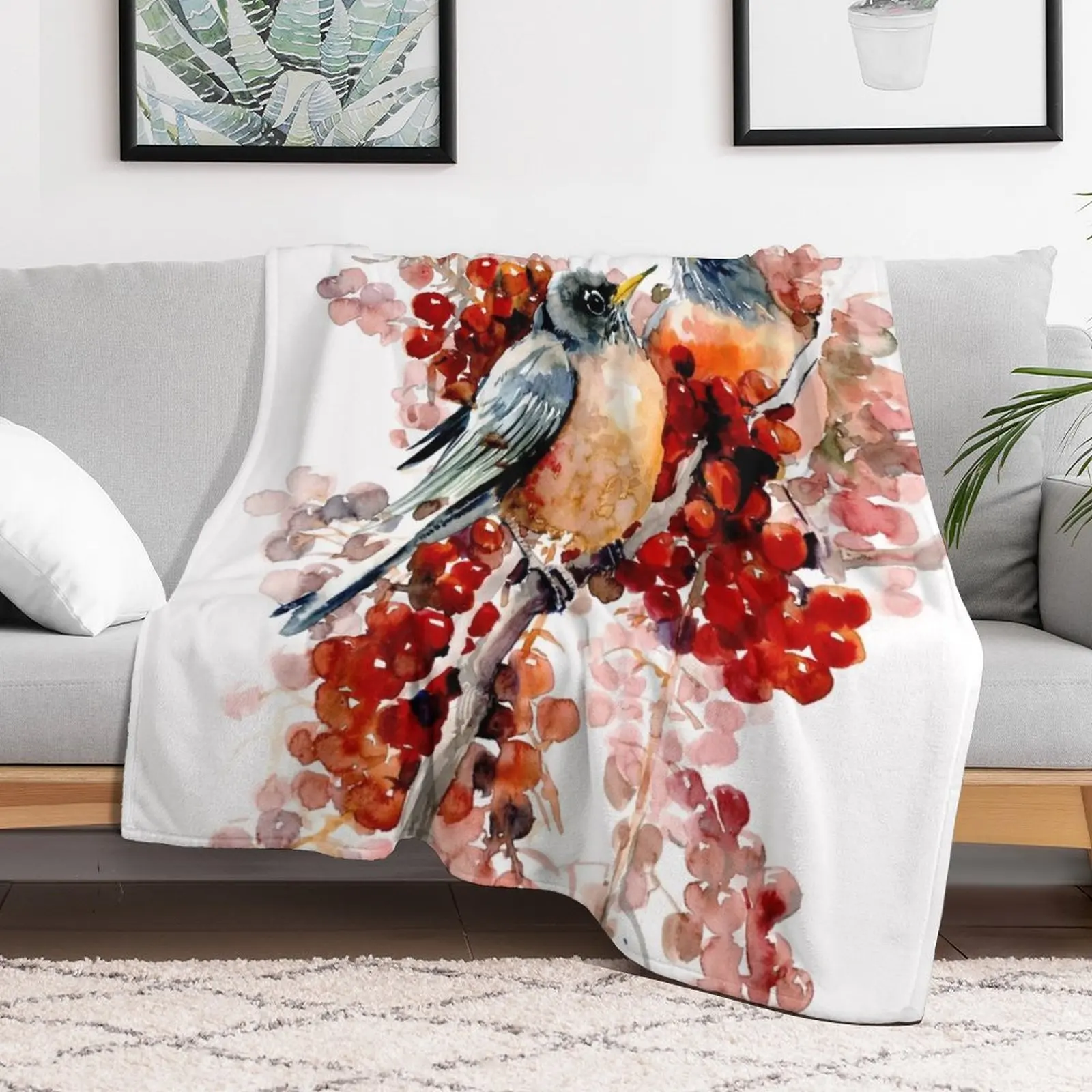 American Robins Throw Blanket Warm Throw Blanket Gift for Anniversary