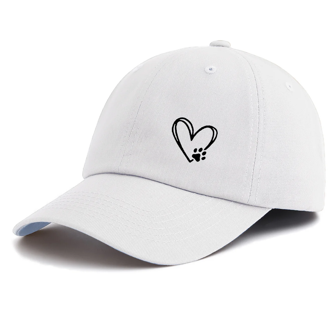 1PS Heart Paw Printed Baseball Cap Multi-color Classic Dog Mom Sun Hat Minimalist Pet Lover Gorras Beige Dad Hat