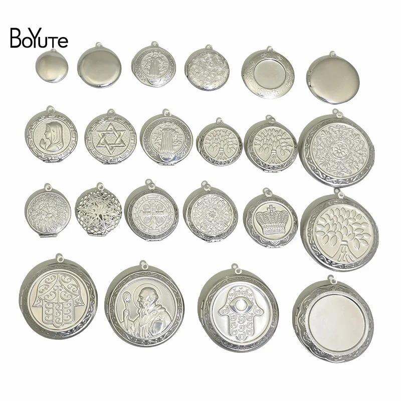 

BoYuTe (20 Pieces/Lot) 316 Stainless Steel Round Shaped Locket Pendant Can Open Photo Locket Diy Pendant Accessories