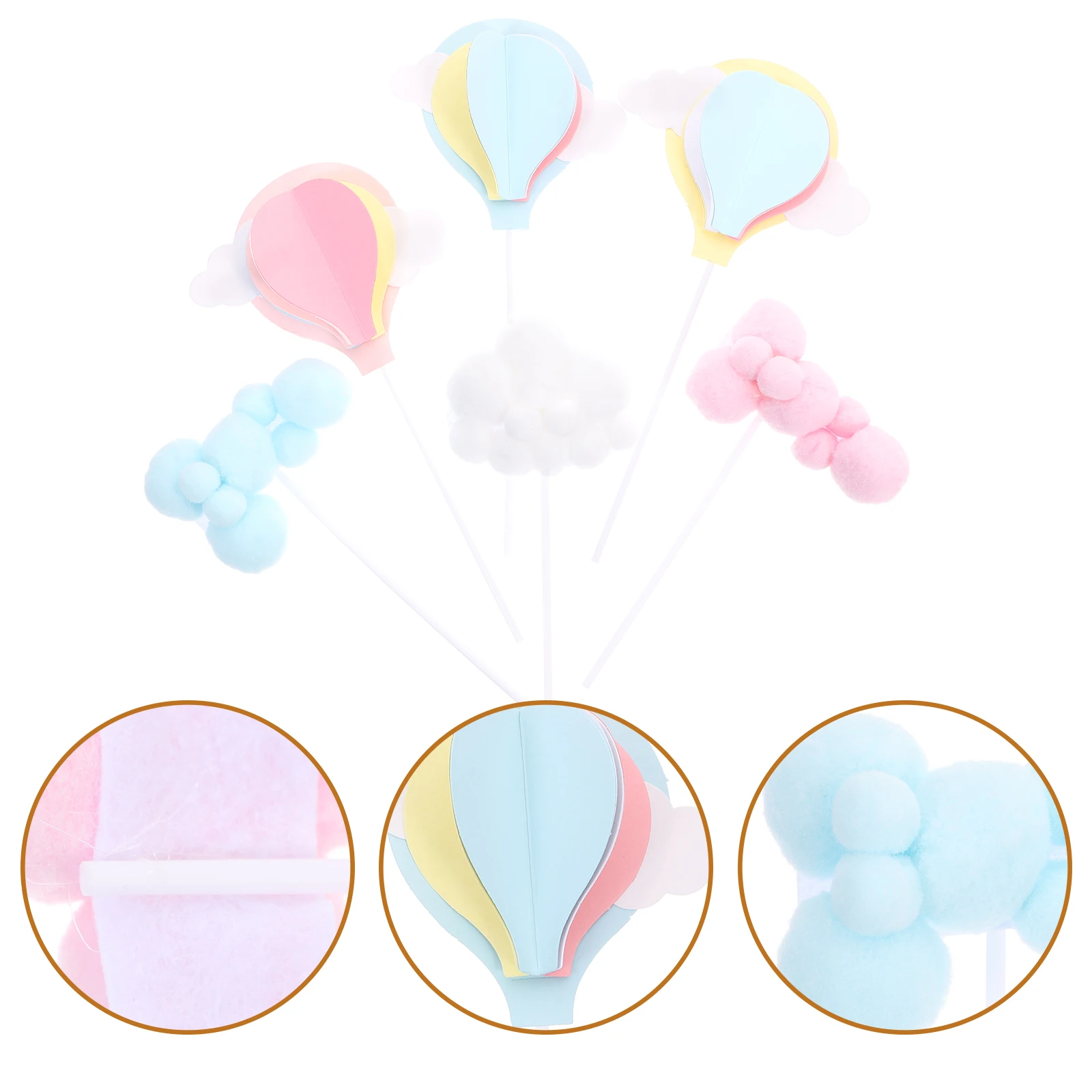 

6pcs Hot Air Balloon Cloud Decorations Cute Dessert Party Cake Topper Bride Birthday CupcakeDecoration Wedding Balloon