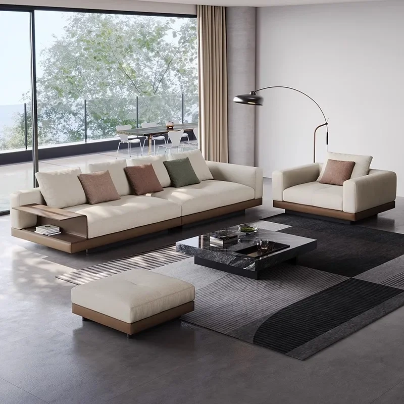 Head layer cowhide Connery straight sofa for three people, light luxury leather, modern and minimalist living room sofa