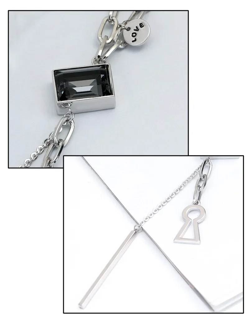 Nuova collana di cristalli da donna, semplice catena di maglioni, pendente accessorio geometrico con frange lunghe e versatili