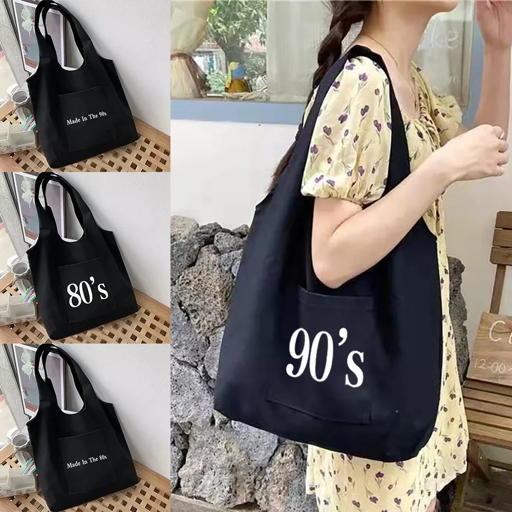 

Women's Shopping Bags Shoulder Shopper Vest Bag Cotton Canvas Grocery Eco Handbags Commuter Years Series Tote Bag