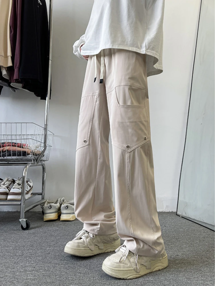 

Cleanfit Men's Ice Silk Straight Leg Wide Leg Pants Spring Autumn Faionable Street Sle Casual Trousers Breathable Comfort...