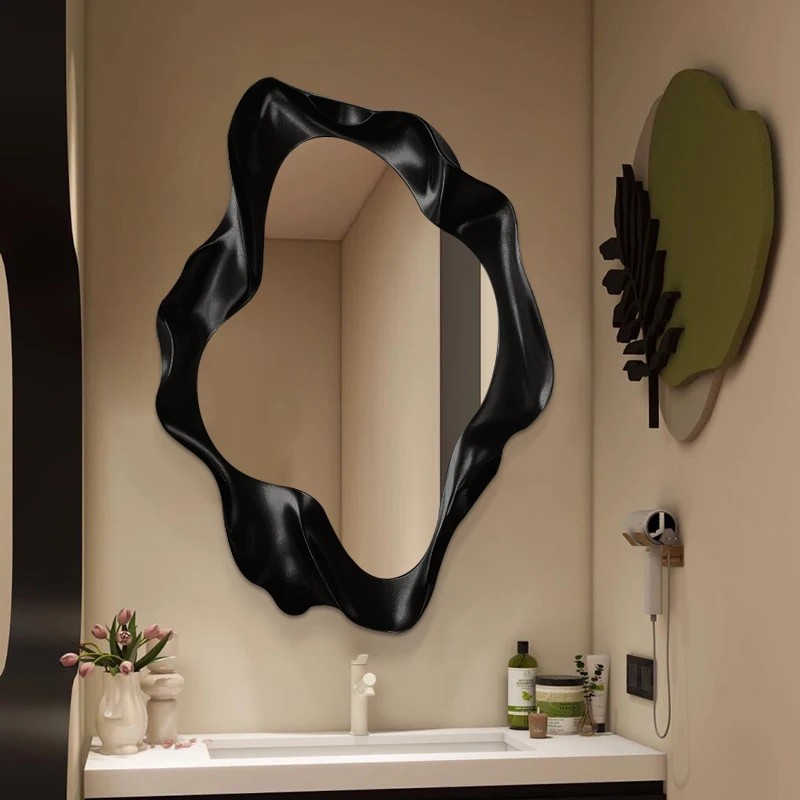 

French Smart Mirror Bathroom Light Luxury Irregular Wall Mounted Decorative Makeup American Espejos Para Pared Living Room
