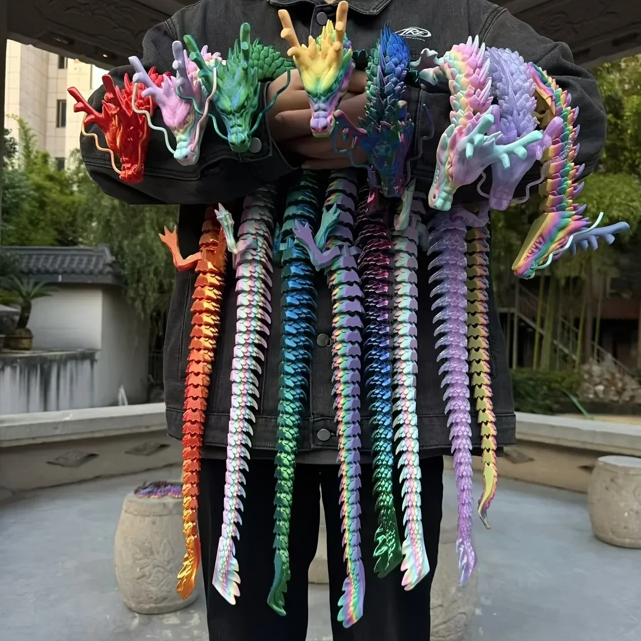 90cm 3D Printed Chinese Loong Figurine Articulated Dragon Ornament for Plant Pot Fish Tank Home Decoration view 4