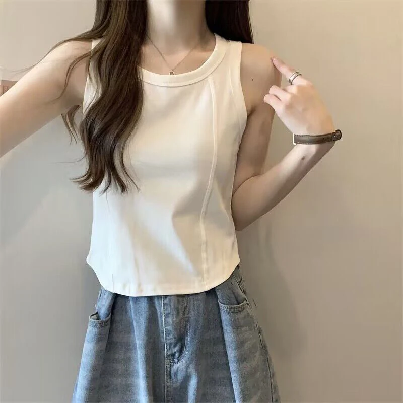 Women Solid Fishbone Camisole Tank Top Slim-Fit Sleeveless Base Layer Casual Summer Top Daily Wear Y2K Streetwear New Outerwear
