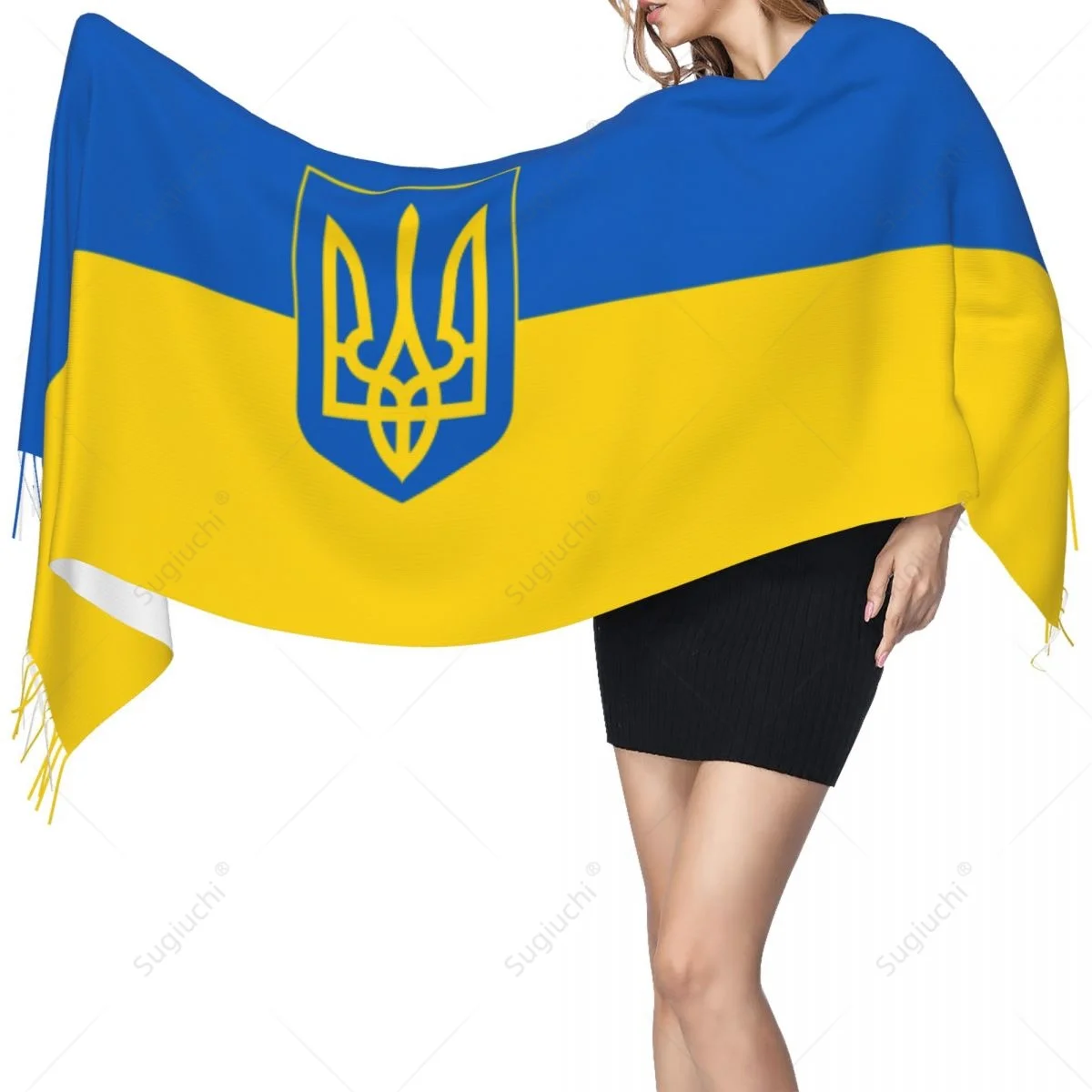 Ukraine Emblem Flag Scarf Pashmina Warm Scarves Shawl Wrap Hijab Spring Winter Multifunction Unisex