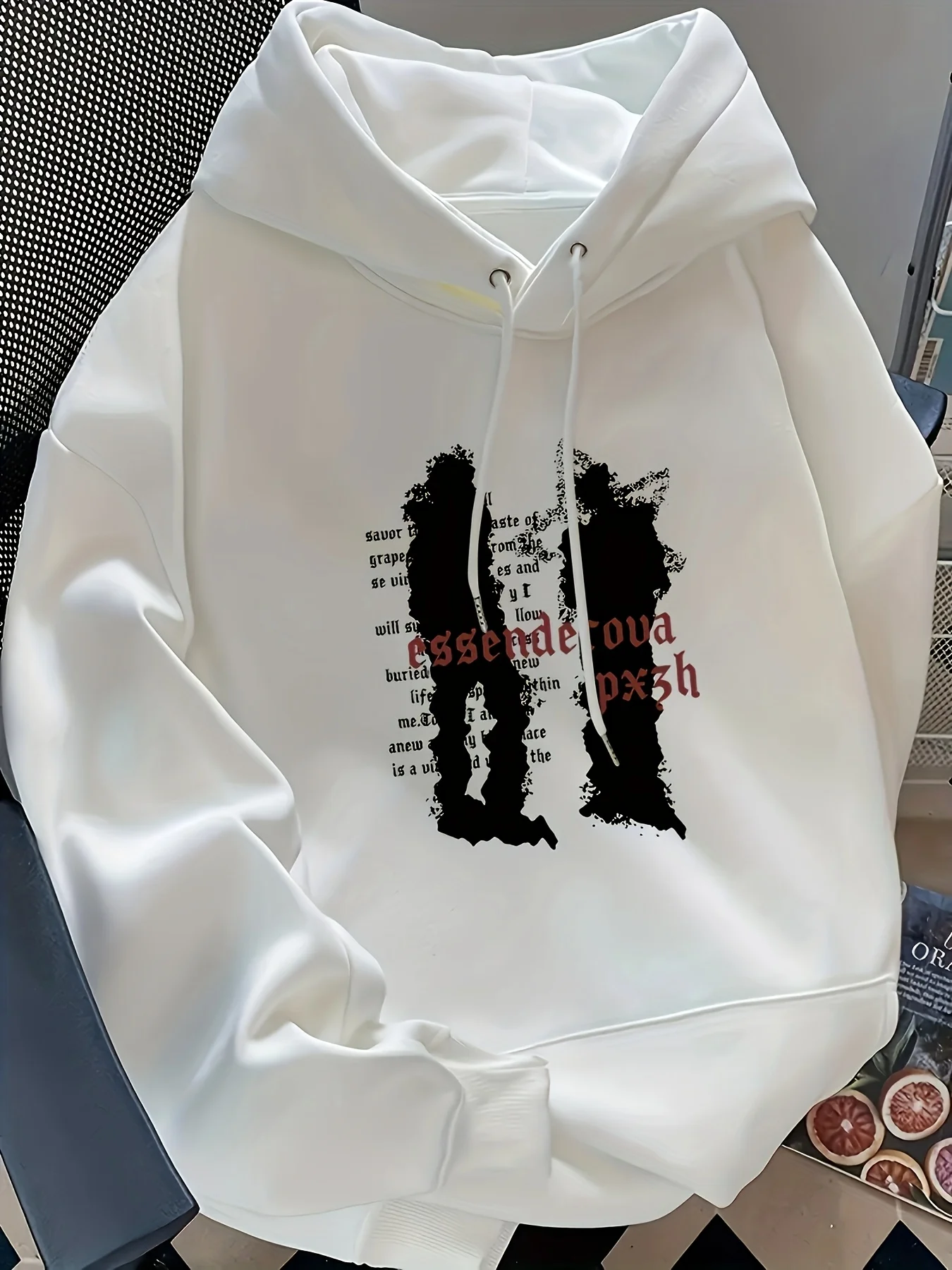 2025 Autumn/Winter Collection Geometric Portrait Printed Casual Loose Fit Men Women Suitable for Casual Cotton Hoodie