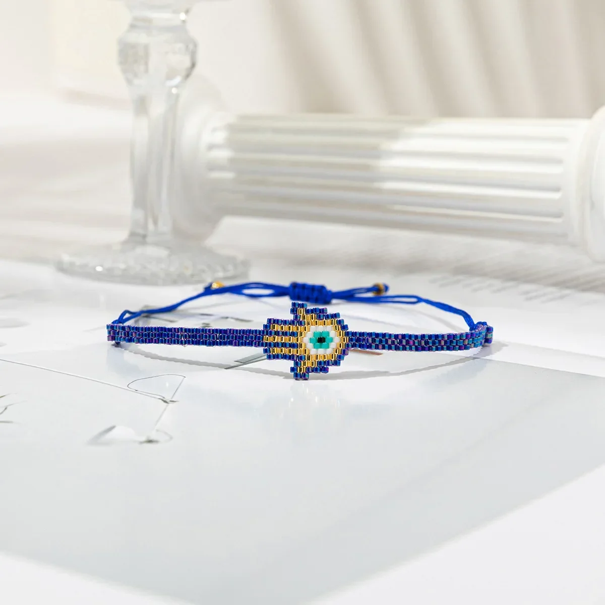 Beaded bracelet Originality Palm Eye Design Hand knitting Bohemia Adjustable Tide Simple Female Rice bead bracelet