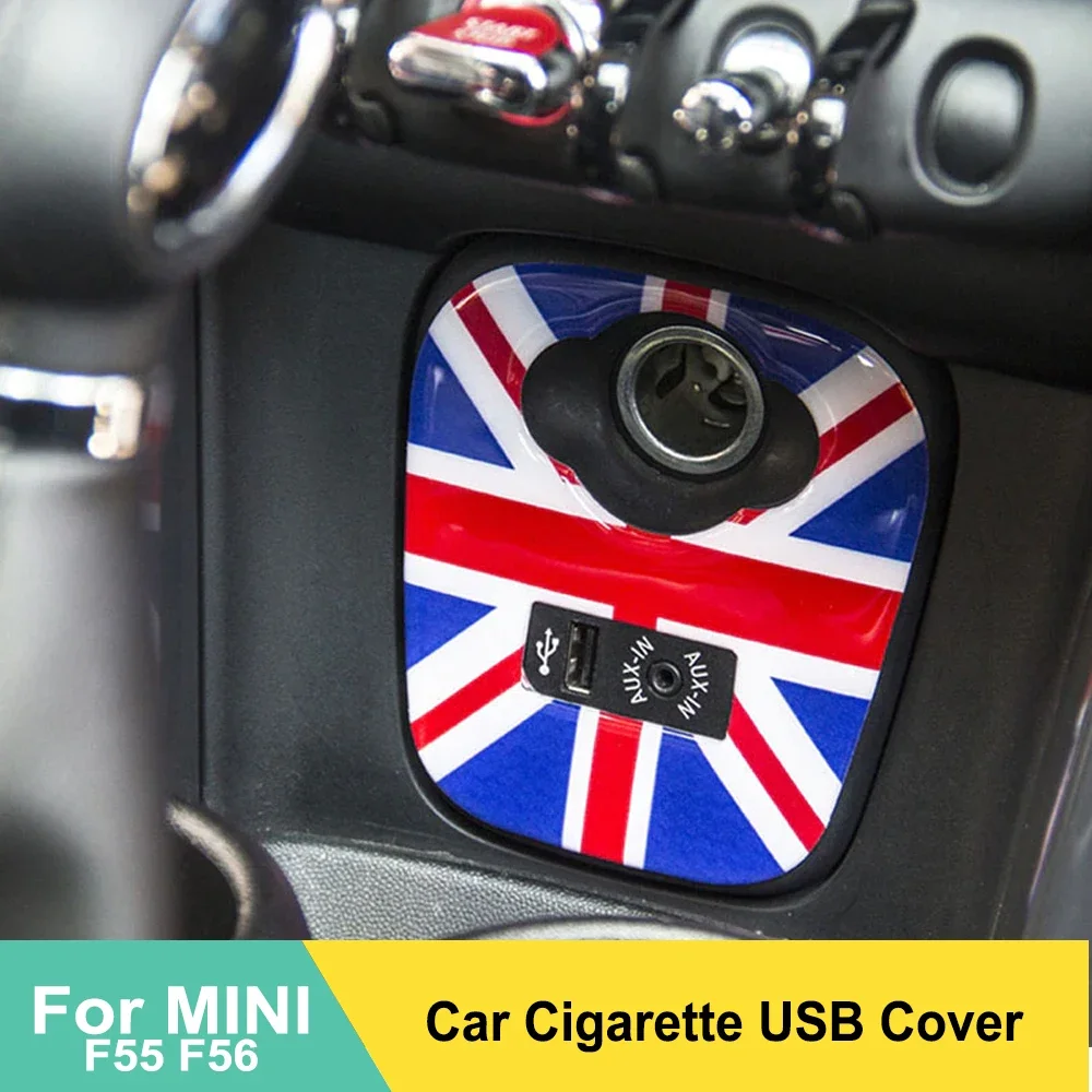 Union Jack Car Cigarette USB AUX Console Panel Decorative Stickers for Mini Cooper JCW F55 F56 Decals Car Styling Accessories