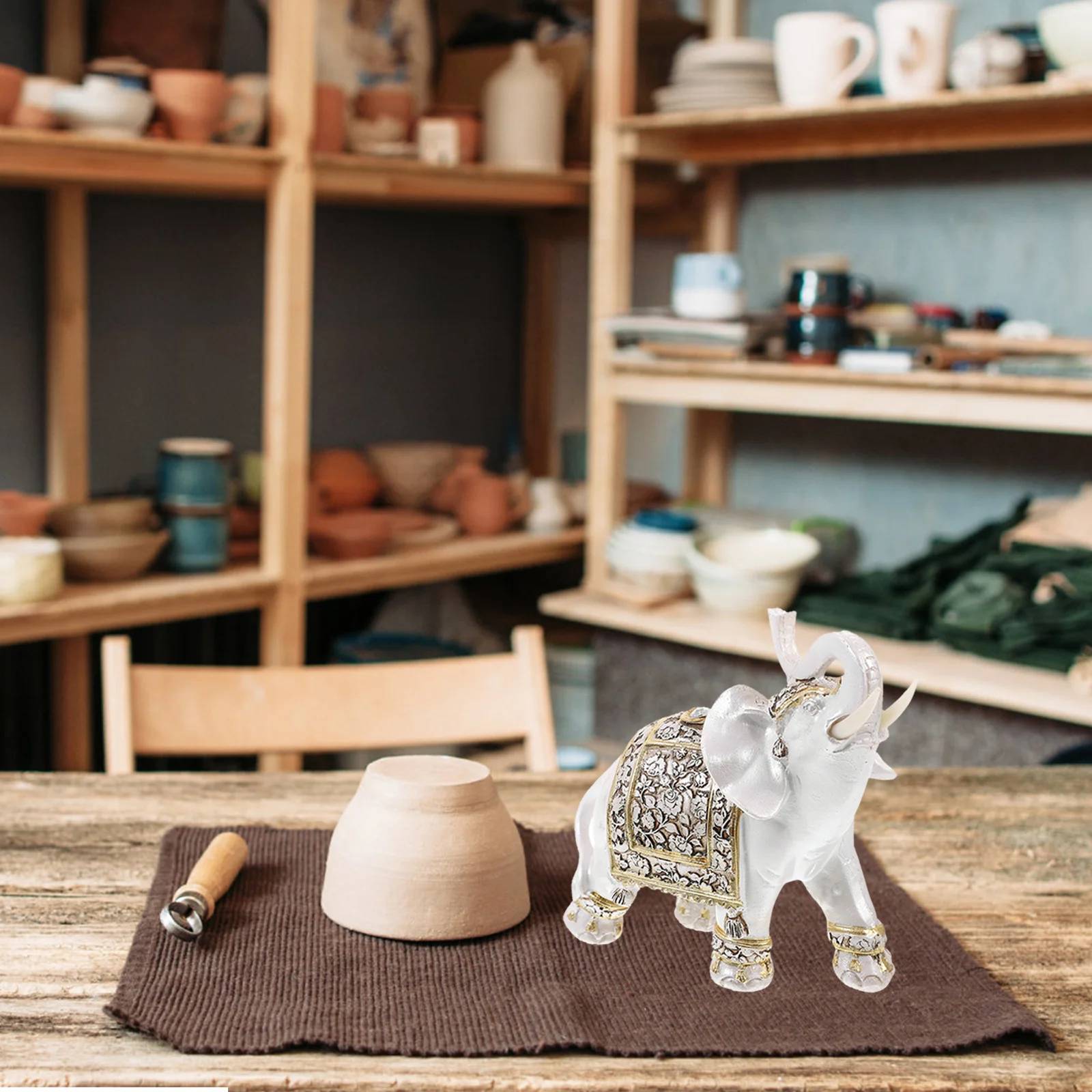 

Pair Elephant Resin Ornament Couple Design Desktop Sculpture Eco Friendly Indoor Home Office Decor Wedding Gift 13.5 X