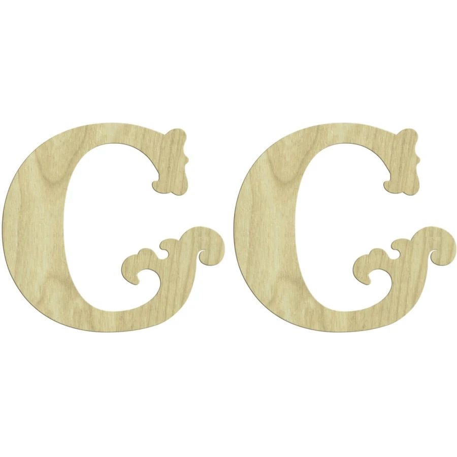 KD225 Letter G 2li Set Wooden Package Ornament, Unpainted Wooden Ornament