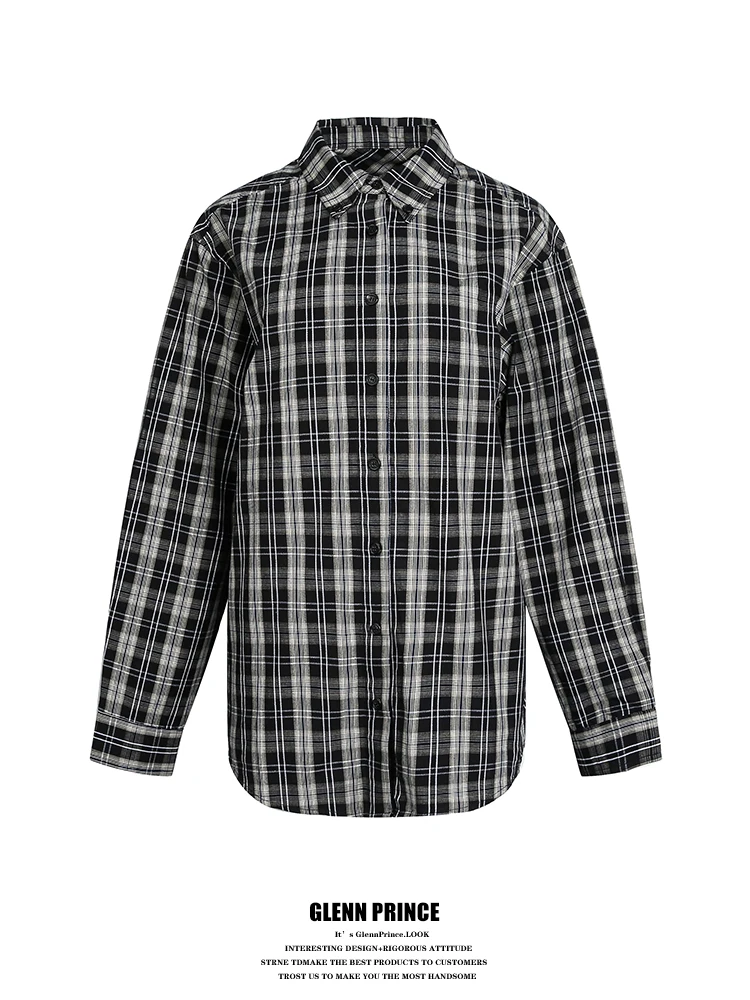 

Slimming Plaid Long Sve irt Women's Lazy Sle Loose Fit Spring Autumn Cotton irt Waist Cinching Belt Detail GPstudio