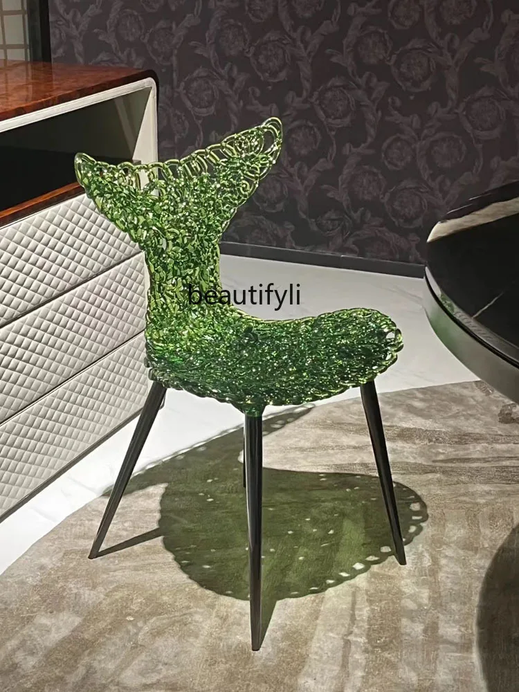 

Italian Designer Creative Negotiation Reception Chair Transparent Resin Leisure Chair Living Room Dining Chair