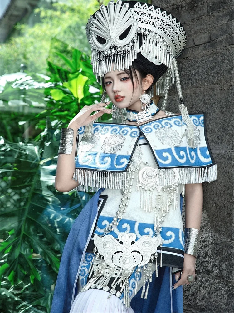 

New Ethnic Nationality Clothing Set Photography Teenage Girl Minority Style Liangshan Fire Festival Costume Ethnic Stage C...