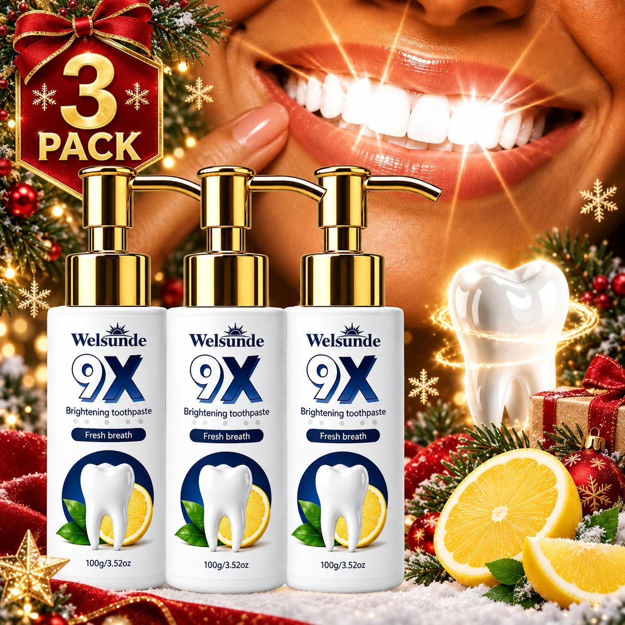 1/3PCS Tooth Whitening Toothpaste, Exquisite Christmas gifts,Hydroxyapatite, Natural Herbal Ingredients, Deep Cleaning Formula, Fresh Breath, Gentle Daily Oral Care, Rich Foam Texture, Easy Dispensing Pump Design,
